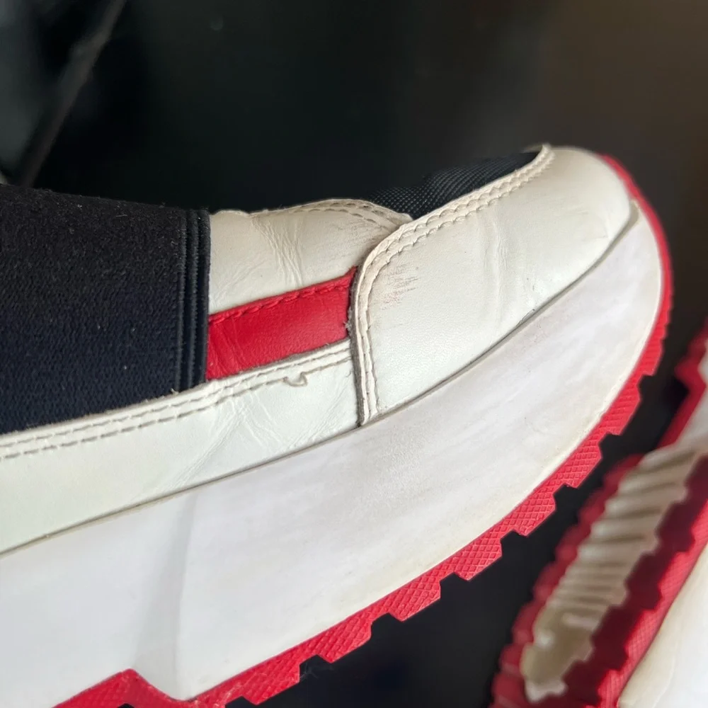 Michael Kors Black and White High-Top Sneakers with Red Accents - Picture 12 of 16